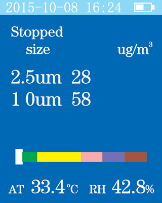 Widok ekranu z wynikami pomiarów